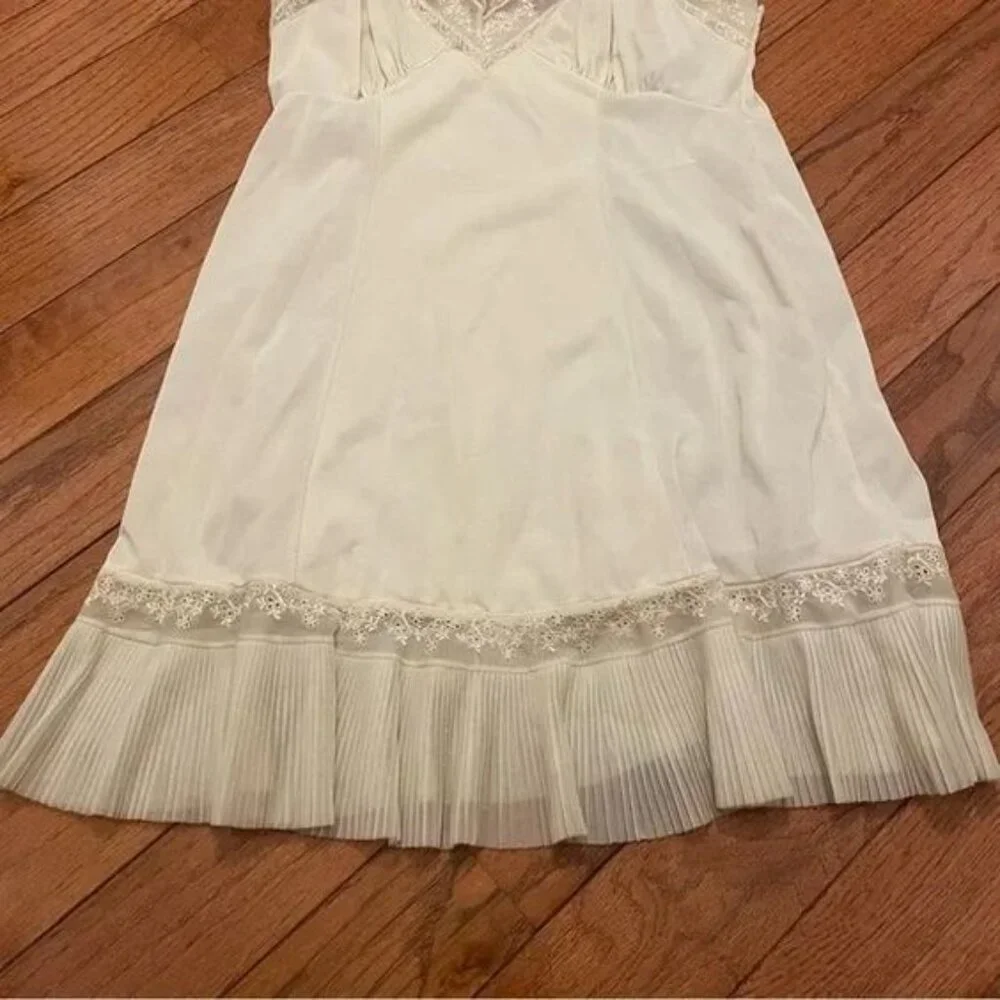 Vintage Cream Lace Pleated Ruffle Slip Dress - Picture 6 of 6